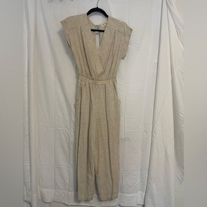 BNWOT Beige Linen Type Fabric Jumpsuit